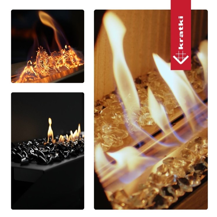 akcesoria ozdobne do biokominków, kamienie szklane, włókna żarowe GLOW FLAME