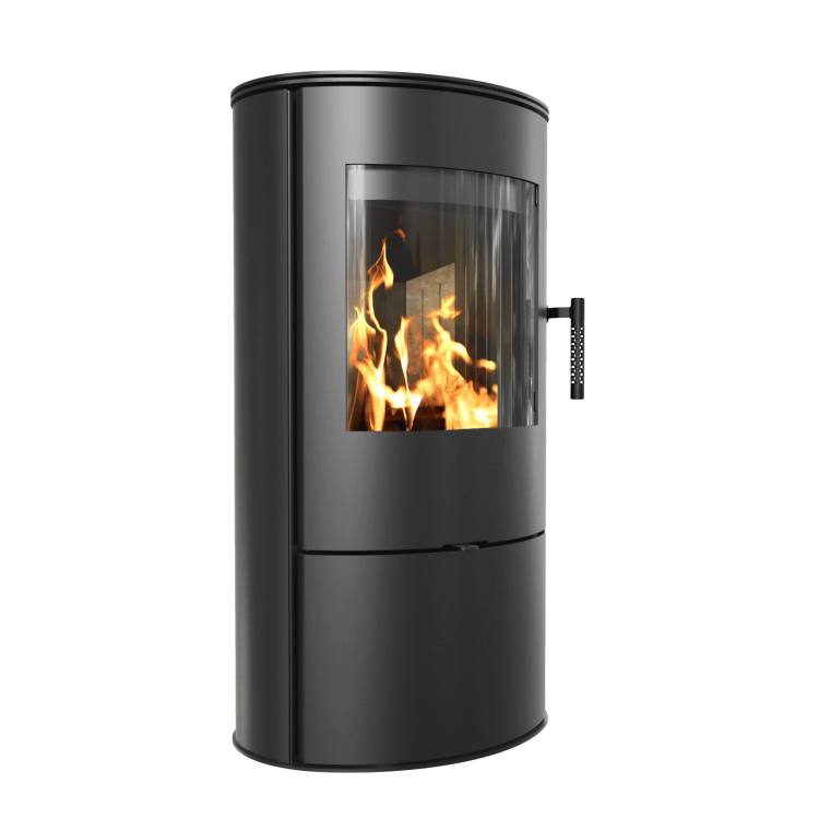 piec koza na drewno wolnostojący stalowy ROLLO BLACK KRATKI EKOPROJEKT