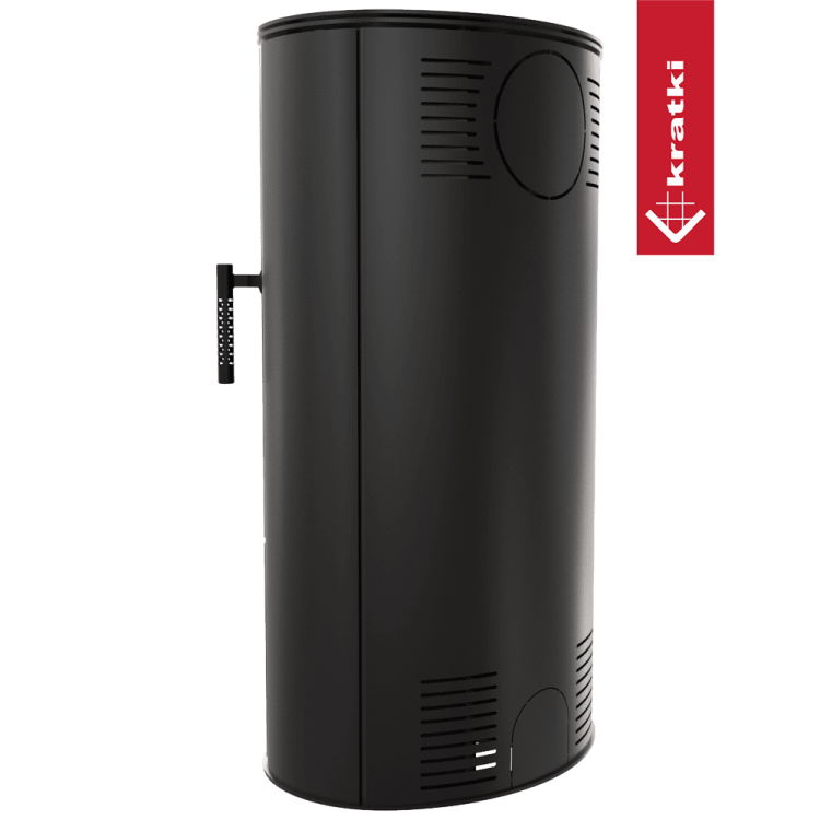 piec koza na drewno wolnostojący stalowy ROLLO BLACK KRATKI EKOPROJEKT tył