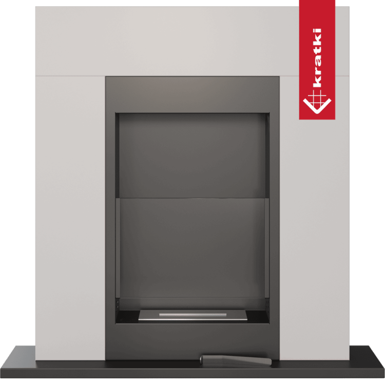 biokominek whiskey biały z szybą kratki 2